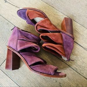 MADE red strappy block heel sandal shoes womens 8.5